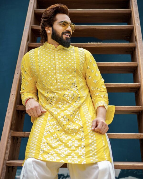 Haldi Special Kurta Pajama | Wedding Special Trending Design Laxury Kurta Pajama Set | Faisal Outfits Kurta Design | Wedding Kurta Pajama Set | - Image 2