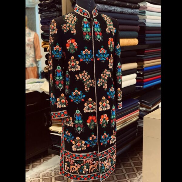 Wedding Special Trendding Design Flower Embroidery Sherwani With Pant - Image 2