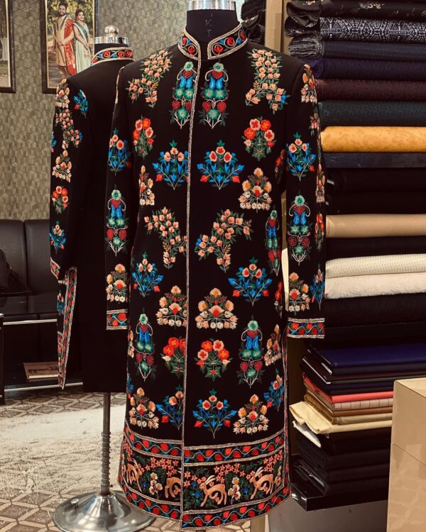 Wedding Special Trendding Design Flower Embroidery Sherwani With Pant