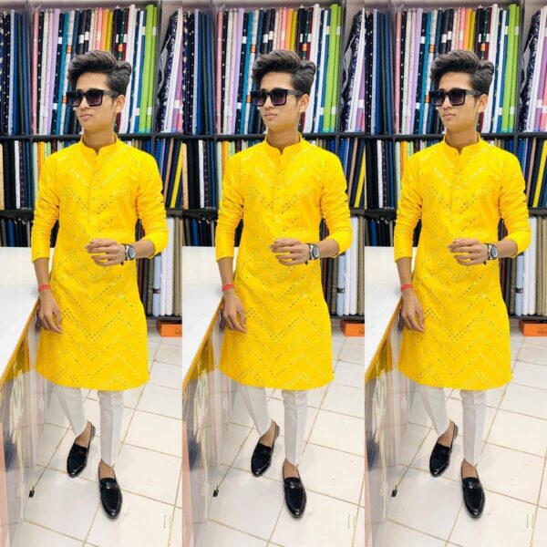 Zig Zag Mirror Work Kurta With Pent