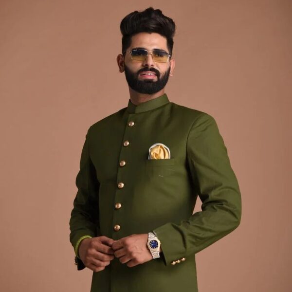 Wedding Special Indowestern With Churidar Pajama - Image 5
