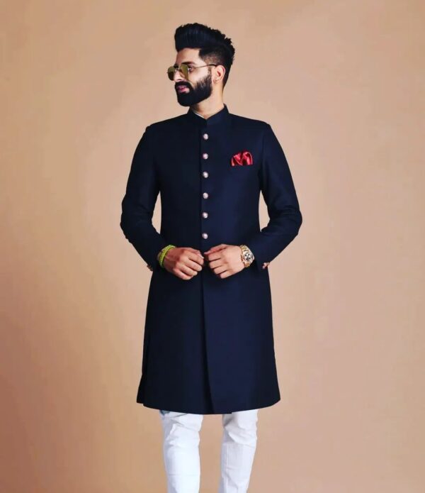 Wedding Special Indowestern With Churidar Pajama - Image 3