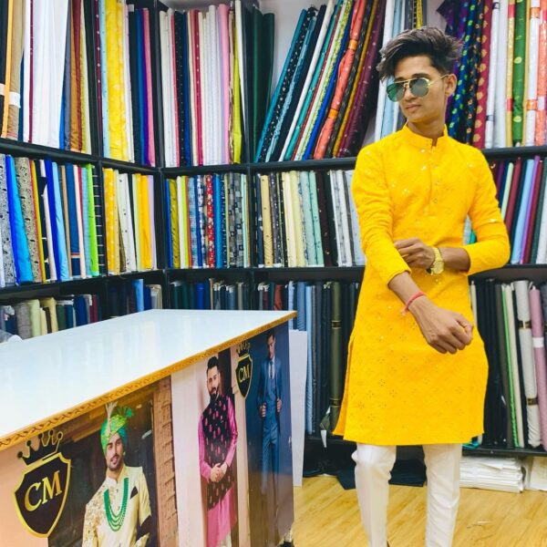 Zig Zag Mirror Work Kurta With Pent - Image 5