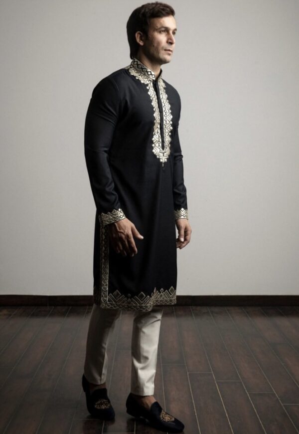 Wedding Special Gota Embroidery Work Kurta Pajama - Image 3