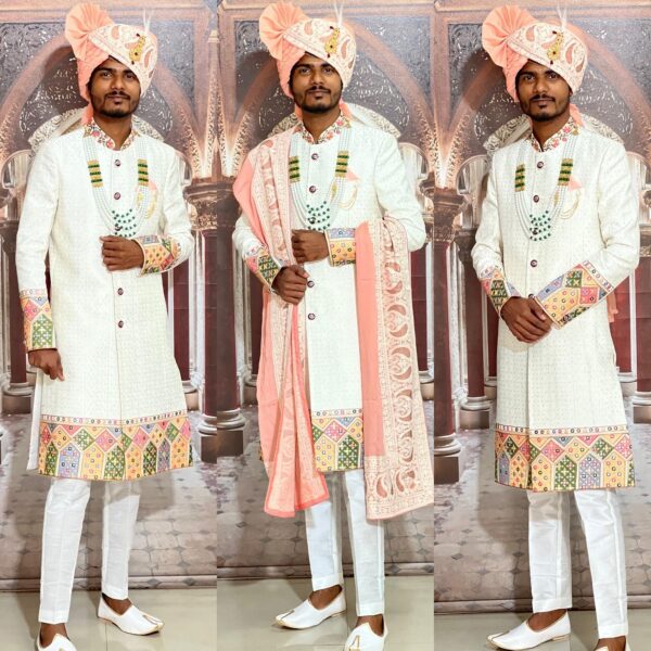 Trendding Design Sherwani With a Pent, Shawl, And Turban
