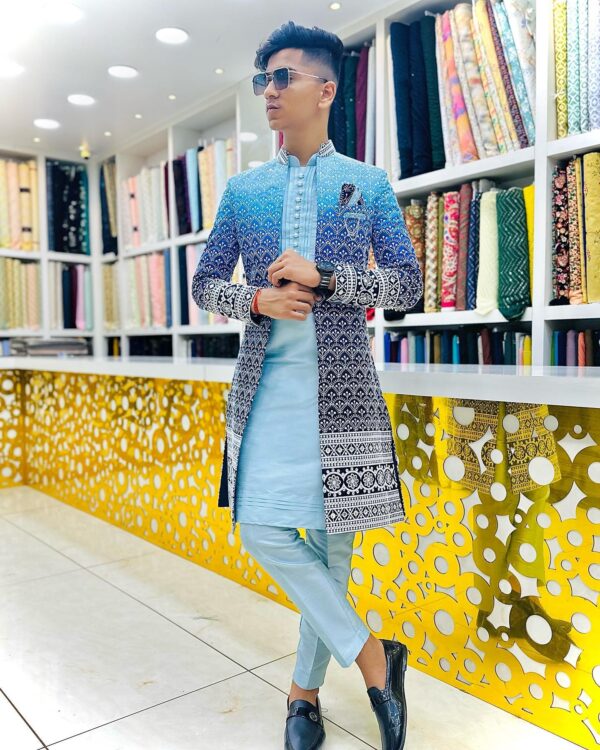 A Wedding Special And Trending Design For A Kurta Pajama With A Shrug Set