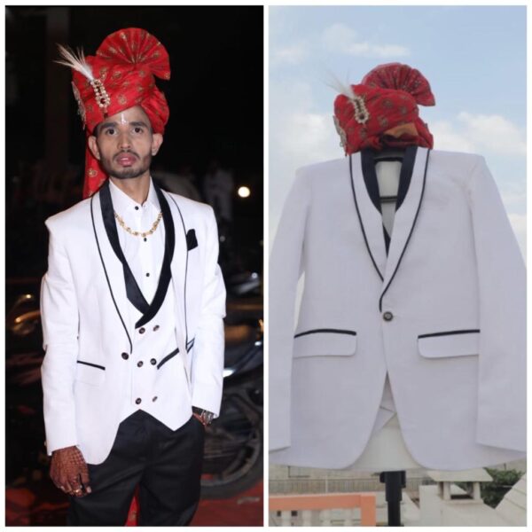 Wedding Special Luxury Five Piece Suit " Blazzer, koti, Pent, Shirt, With Turban