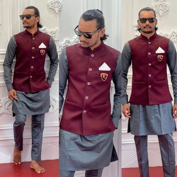 Wedding Special Kurta Pajama With A Nehru Jacket Set