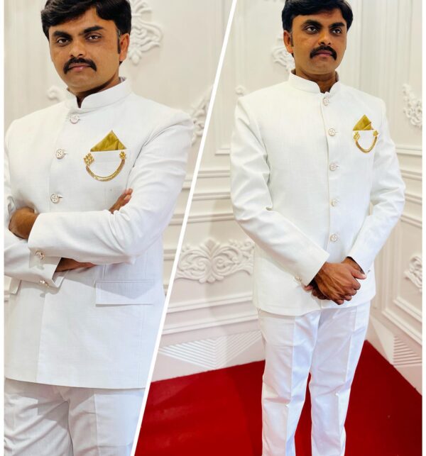 Wedding Special White Bandgala Jodhpuri Suit