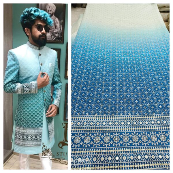 Wedding Special And Trending Design Kurta Pajama With Sherwani Set [Three Piece Set]