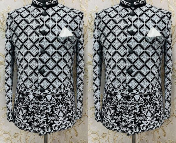 For A Wedding Special And Trendding Design Bandhgala Jodhpuri Suit With A Black Pant